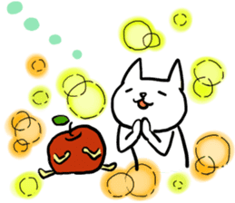 cat and apple2English sticker #203766