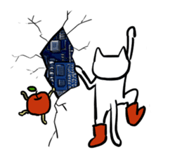 cat and apple2English sticker #203775