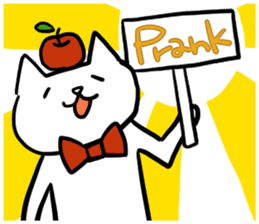 cat and apple3English sticker #209560