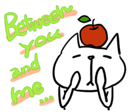 cat and apple3English sticker #209563