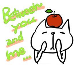 cat and apple3English sticker #209563
