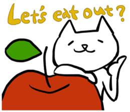 cat and apple3English sticker #209565