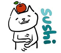 cat and apple3English sticker #209568