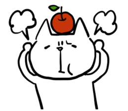 cat and apple3English sticker #209569
