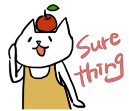 cat and apple3English sticker #209572