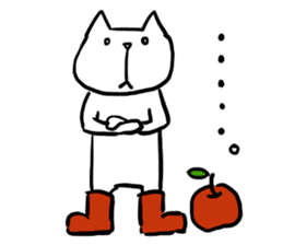 cat and apple3English sticker #209573