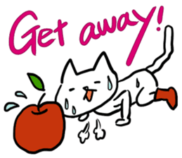 cat and apple3English sticker #209579