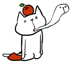 cat and apple3English sticker #209596