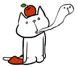 cat and apple3English sticker #209596