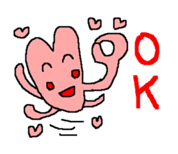 Peach color pretty heart goes sticker #215768