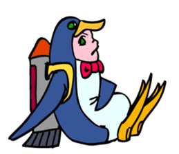 A penguin boy willing to fly. sticker #5850088