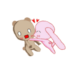 A rabbit and bear love sticker #8628344
