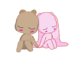 A rabbit and bear love sticker #8628361