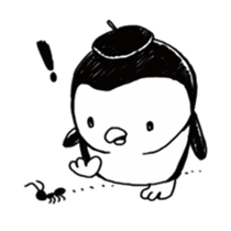 Omelette penguin---Black and White Mime sticker #9869101