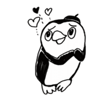 Omelette penguin---Black and White Mime sticker #9869102