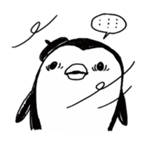 Omelette penguin---Black and White Mime sticker #9869103
