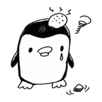 Omelette penguin---Black and White Mime sticker #9869104