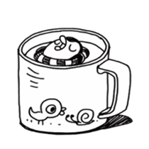 Omelette penguin---Black and White Mime sticker #9869105