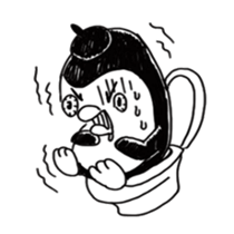 Omelette penguin---Black and White Mime sticker #9869106