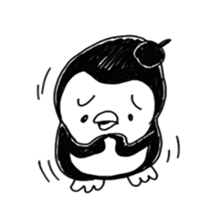 Omelette penguin---Black and White Mime sticker #9869109