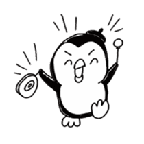 Omelette penguin---Black and White Mime sticker #9869110