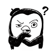 Omelette penguin---Black and White Mime sticker #9869112