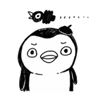 Omelette penguin---Black and White Mime sticker #9869113