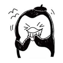 Omelette penguin---Black and White Mime sticker #9869114