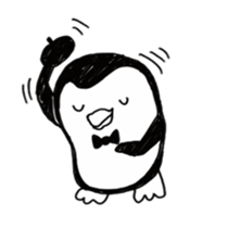 Omelette penguin---Black and White Mime sticker #9869118
