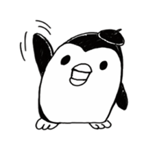 Omelette penguin---Black and White Mime sticker #9869120