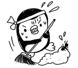 Omelette penguin---Black and White Mime sticker #9869122