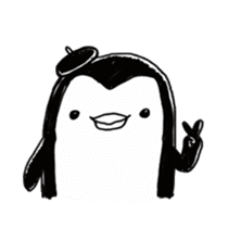 Omelette penguin---Black and White Mime sticker #9869123