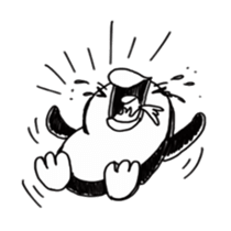 Omelette penguin---Black and White Mime sticker #9869127