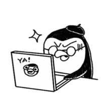 Omelette penguin---Black and White Mime sticker #9869128