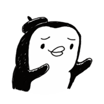 Omelette penguin---Black and White Mime sticker #9869131