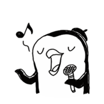 Omelette penguin---Black and White Mime sticker #9869132