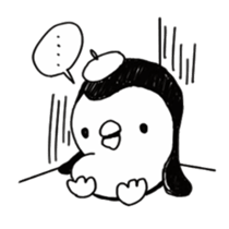 Omelette penguin---Black and White Mime sticker #9869133