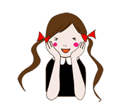 Long hair. Red ribbon. A girl. sticker #11190864