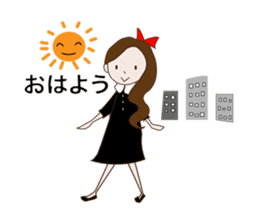 Long hair. Red ribbon. A girl. sticker #11190865