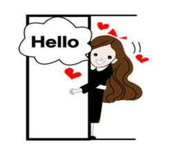 Long hair. Red ribbon. A girl. sticker #11190868