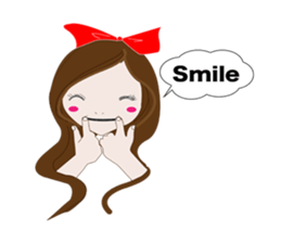Long hair. Red ribbon. A girl. sticker #11190869