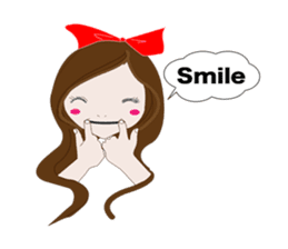 Long hair. Red ribbon. A girl. sticker #11190869