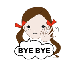 Long hair. Red ribbon. A girl. sticker #11190870