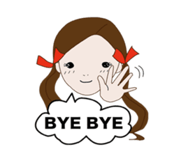 Long hair. Red ribbon. A girl. sticker #11190870