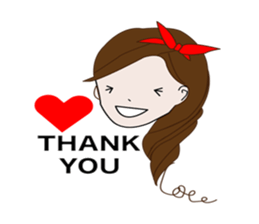 Long hair. Red ribbon. A girl. sticker #11190871