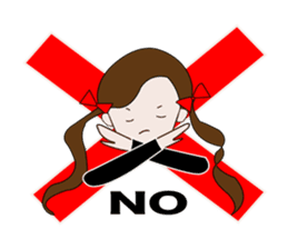 Long hair. Red ribbon. A girl. sticker #11190872