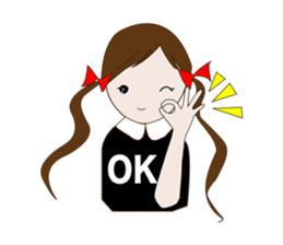 Long hair. Red ribbon. A girl. sticker #11190873