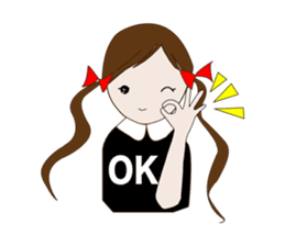 Long hair. Red ribbon. A girl. sticker #11190873