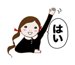 Long hair. Red ribbon. A girl. sticker #11190874