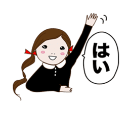 Long hair. Red ribbon. A girl. sticker #11190874